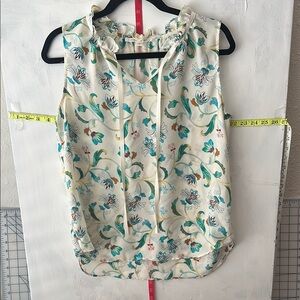 Floral Sleeveless Top - Cream and Green